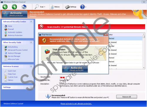 Windows Defence Counsel Removal Guide